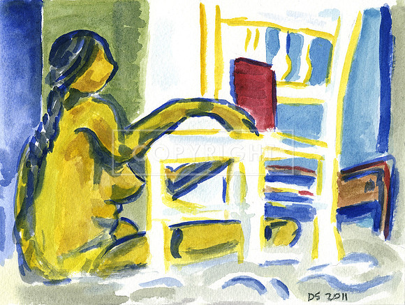 Yellow Nude With Chair